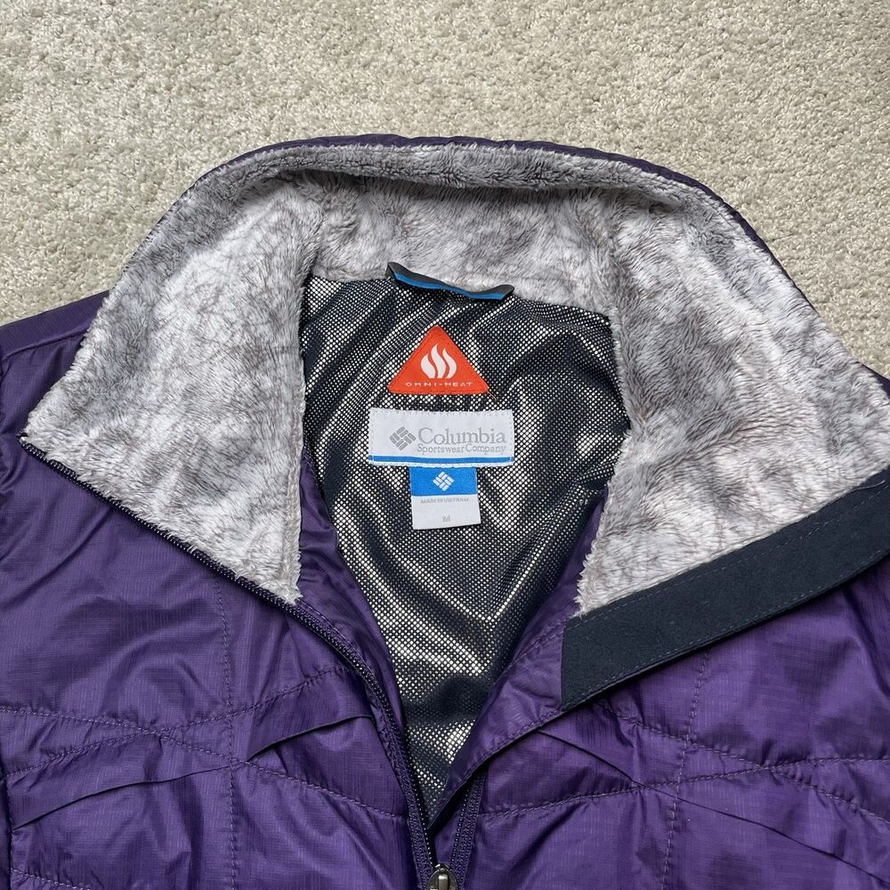Columbia Womens Omni Heat Puffer Jacket Medium Full Zip Fleece Neck Thermal Coat - Picture 3 of 11